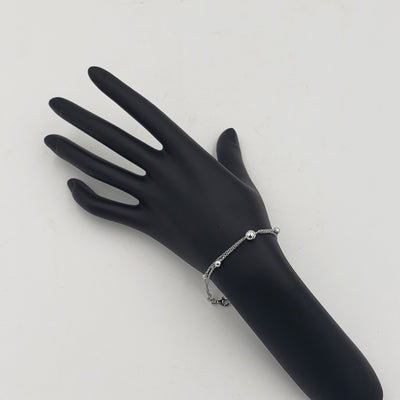 7.5" long 999 Quality Silver Bracelet with Rhodium Plating - BR108