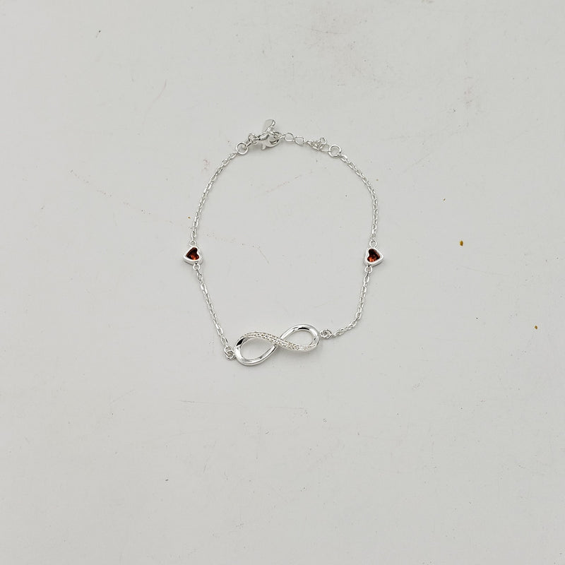 8.5" long 999 quality fine silver - laser engraved Infinity sign studded with semi precious stones - BR111