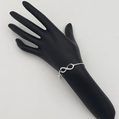 8.5" long 999 quality fine silver - laser engraved Infinity sign studded with semi precious stones - BR111