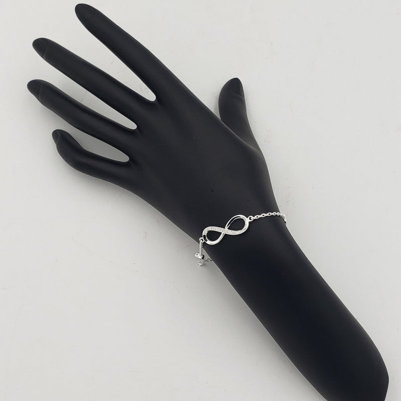 8.5" long 999 quality fine silver - laser engraved Infinity sign studded with semi precious stones - BR111