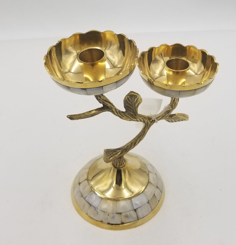 Brass Candle Stand MOP Katori Polish