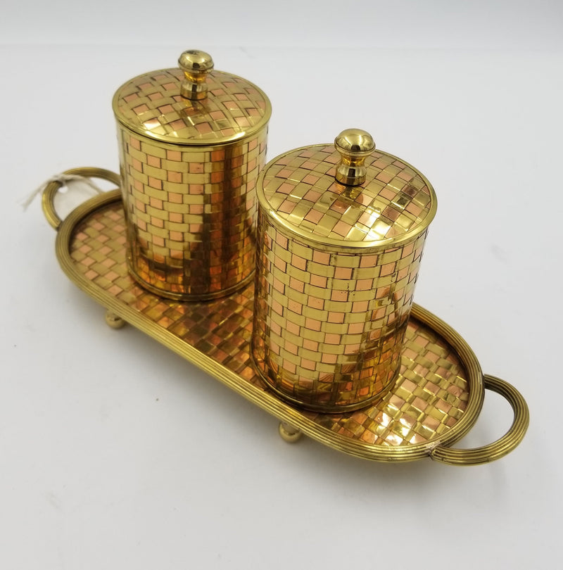 Brass Copper Supari Chattai 2 Pcs on stand