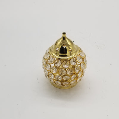5"H Solid Brass Crystal Oil Lamp