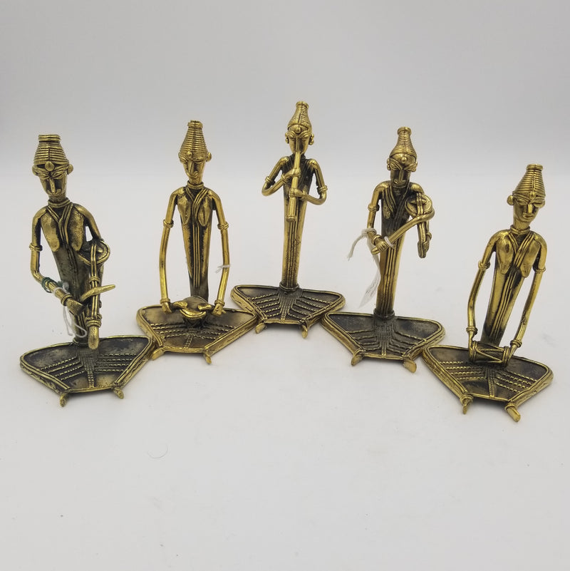 Brass Dhokra Big Sitting Musician 15x9x7 set of 5