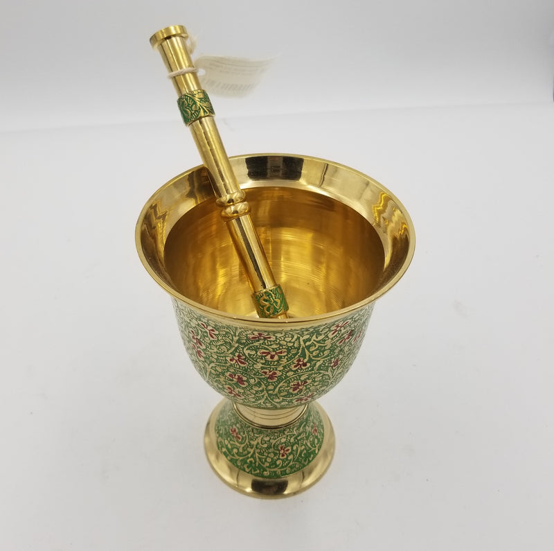 Brass Mortar and Pestle Pankuti Amb Mina  - Large