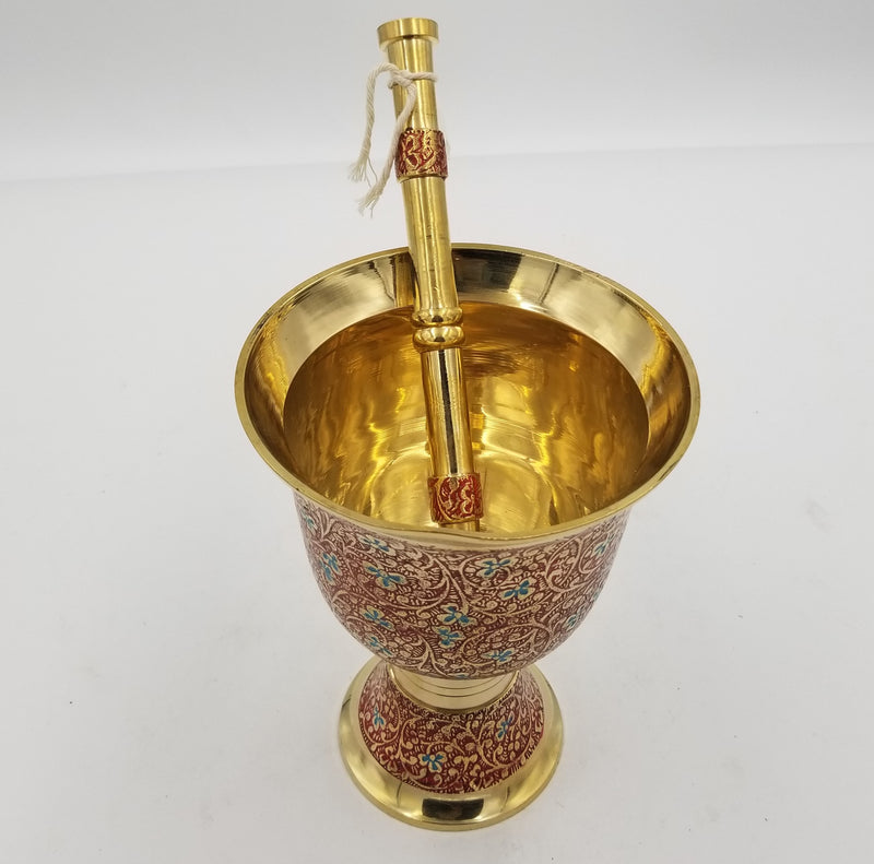 Brass Mortar and Pestle Pankuti Amb Mina  - Large