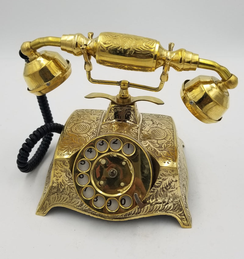 Brass Telephone Square Embossed