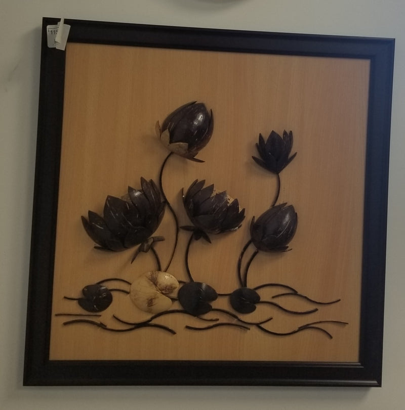 15" x 15" Coconut Shell Lotus Flower