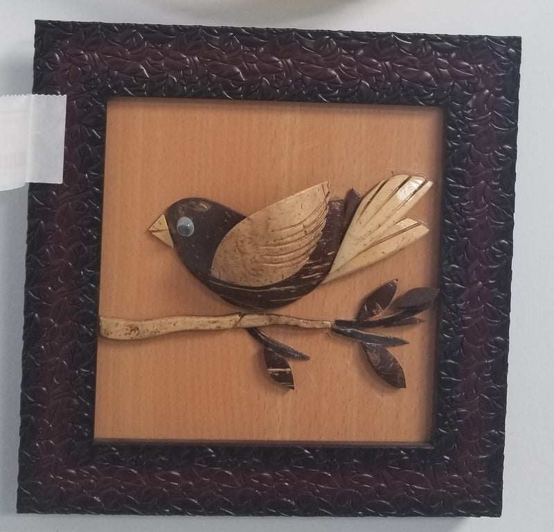 6" x 6" Coconut Shell Bird