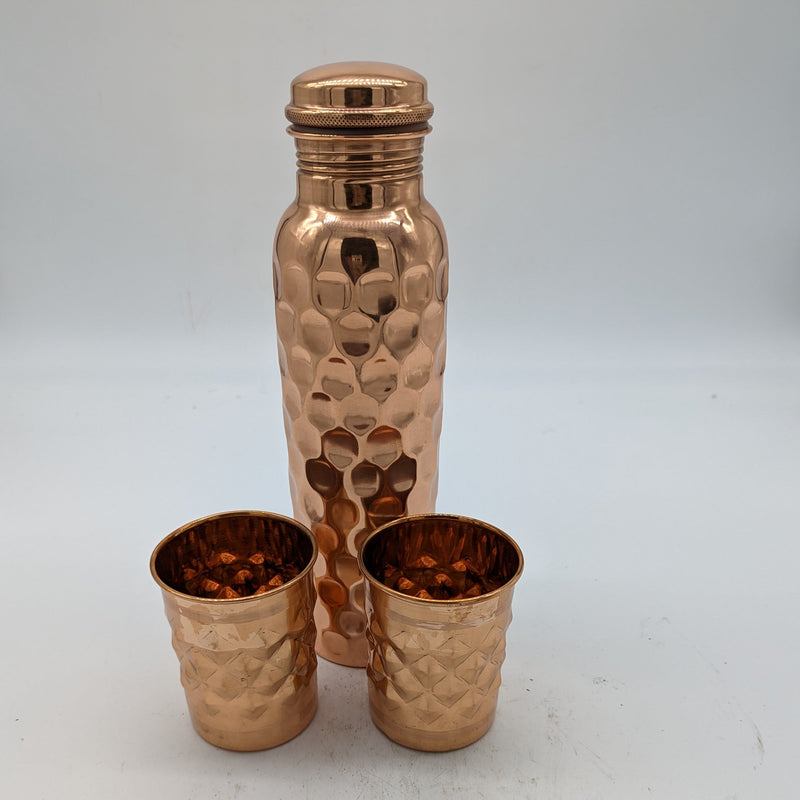 Copper Water Bottle - Hammered Design