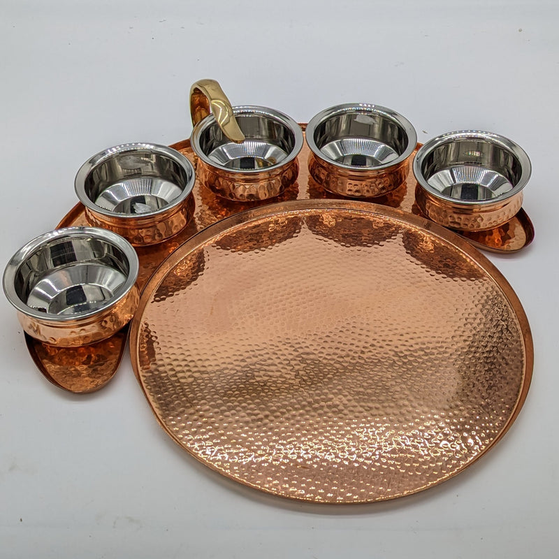 Handcrafted Copper Stainless Dinner Set