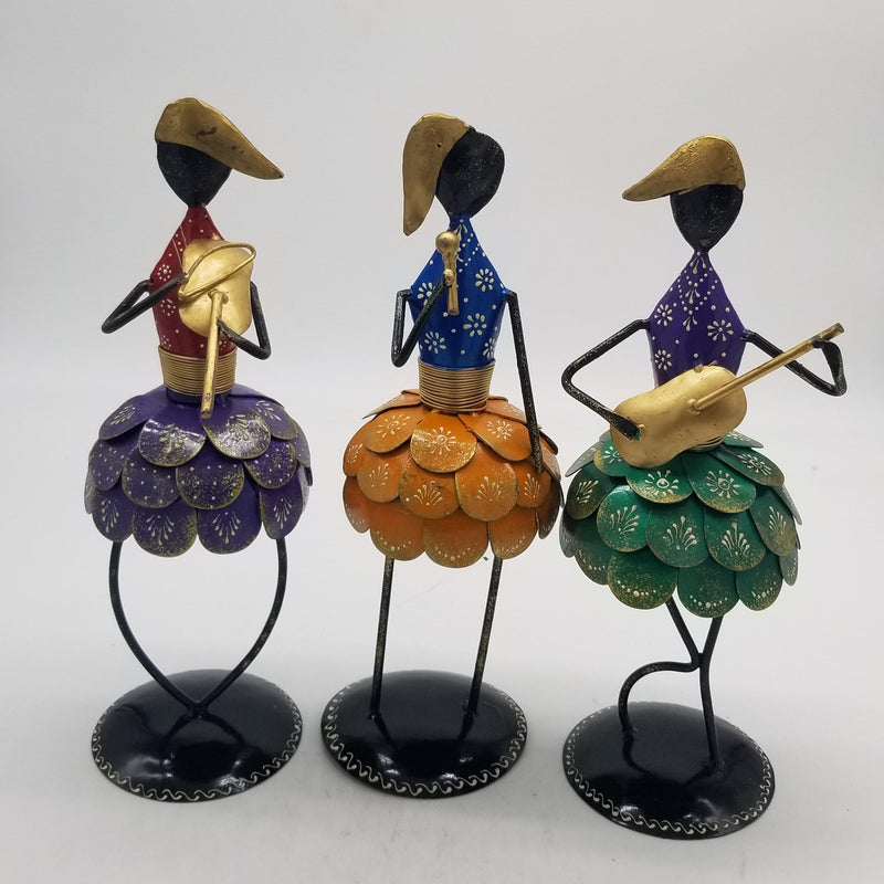 14"H Metal Dancing Musician Set of 3