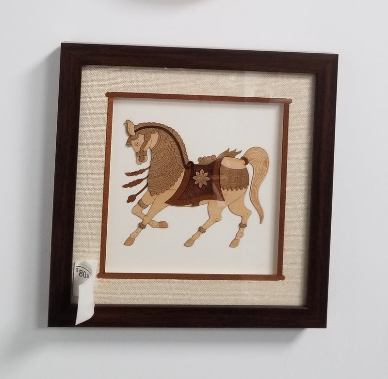 Wooden Marquetry - 10" x 10" - Deco Horse