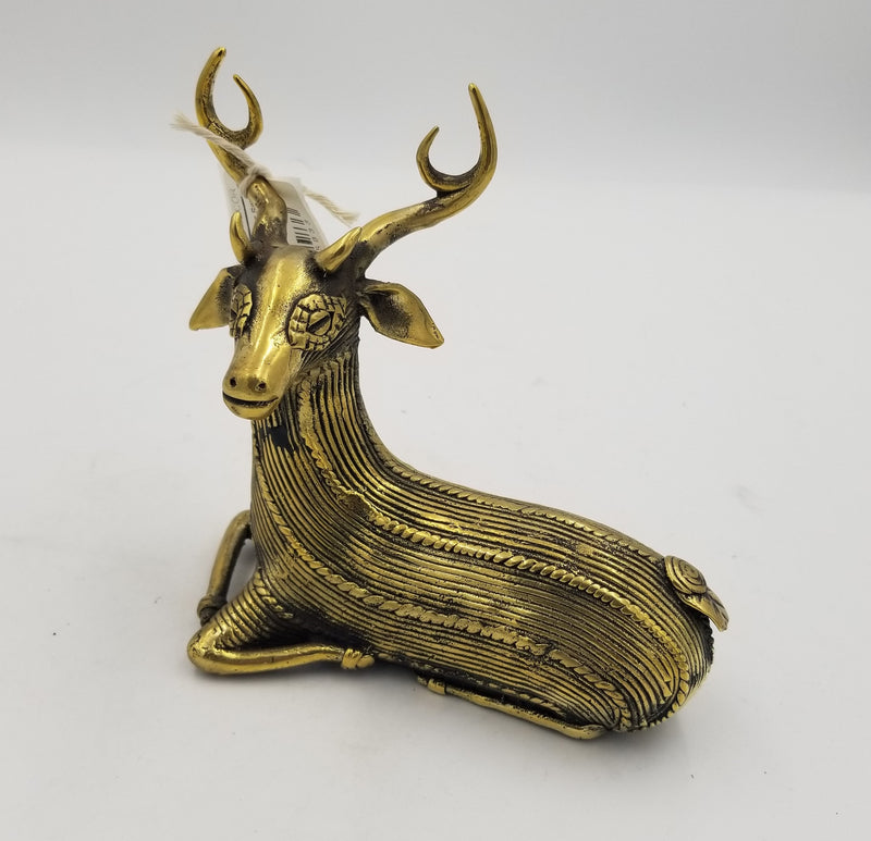 Dhokra Brass Deer Sitting - 15 x 7 x 15 cms