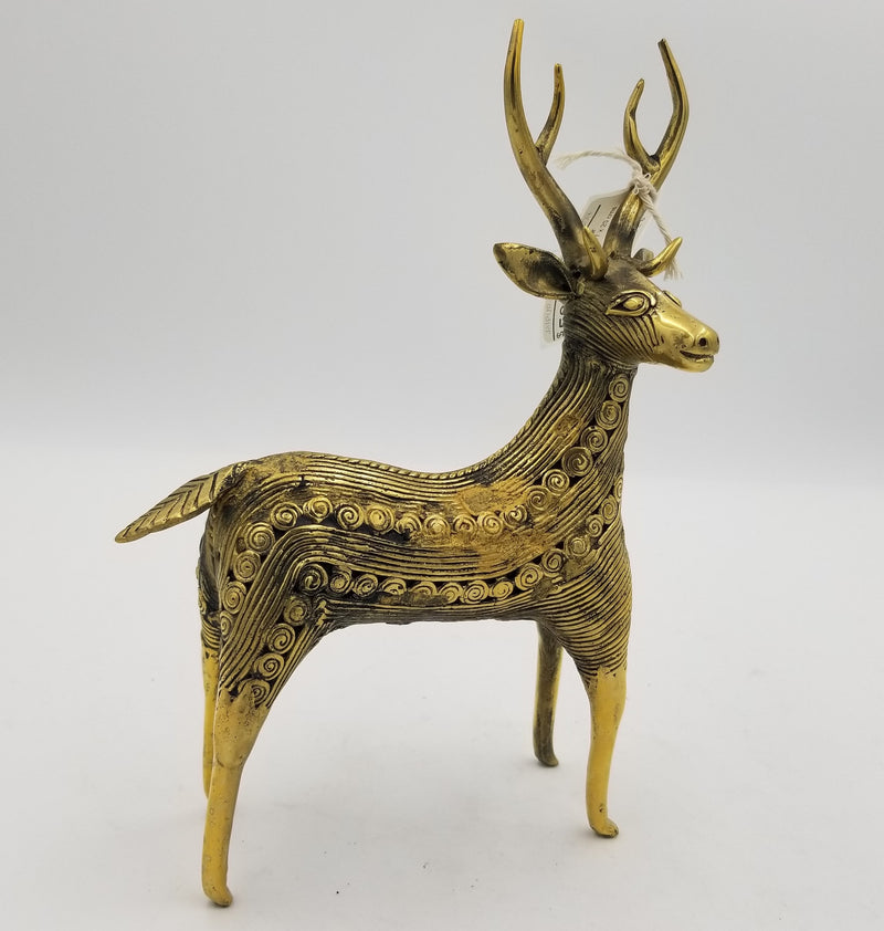 Dhokra Brass Deer Standing - 17 x 7 x 20 cms