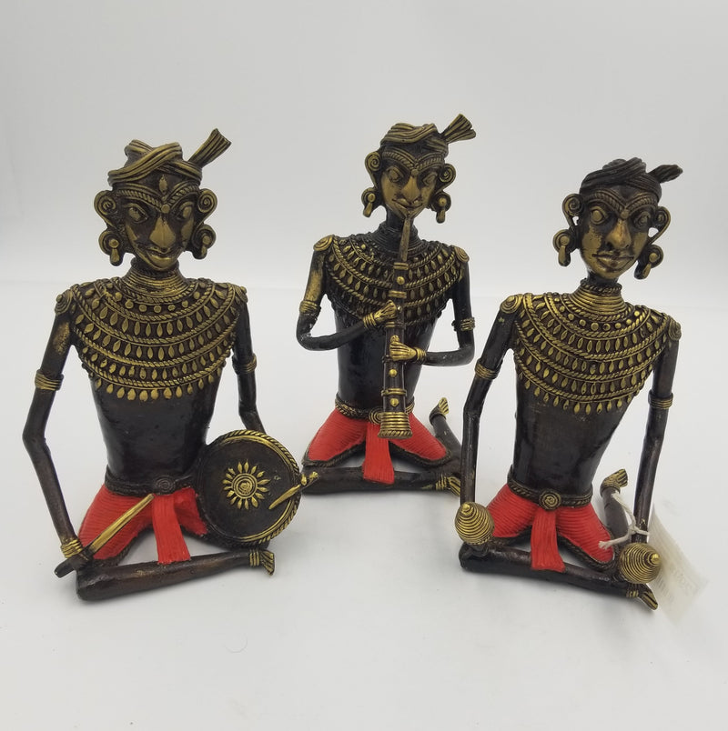 Dhokra Brass Musician Set of 3 - 22 x 15 x 7 cms