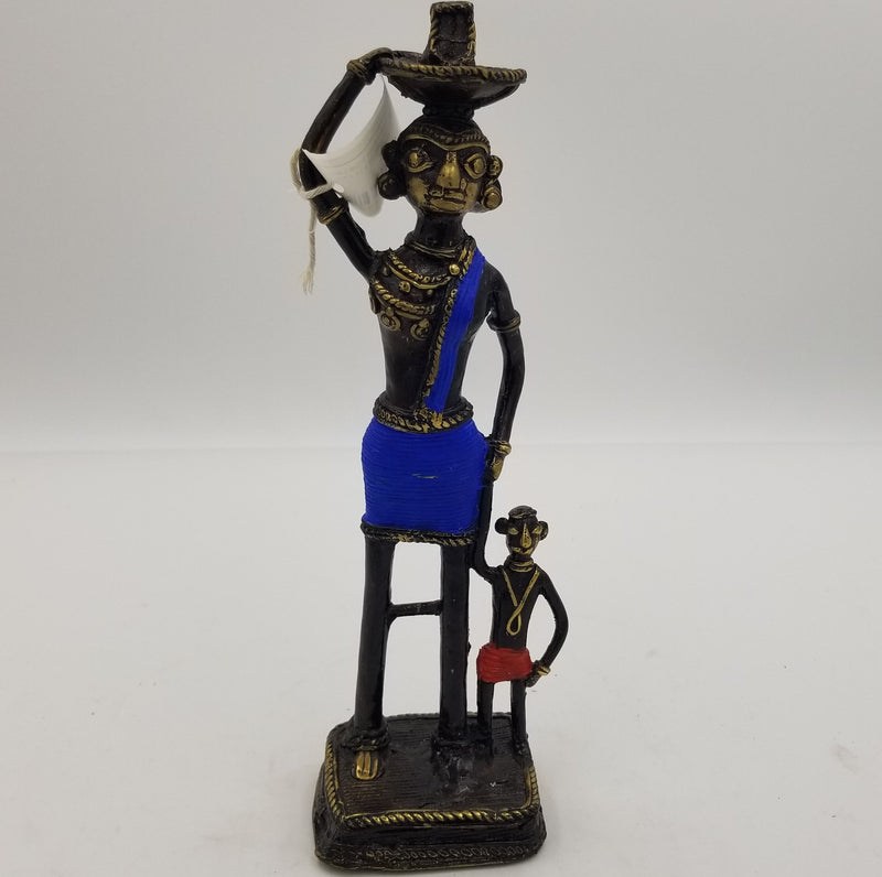 Dhokra Brass Tribal Lady with child - 25 x 10 x 10 cms