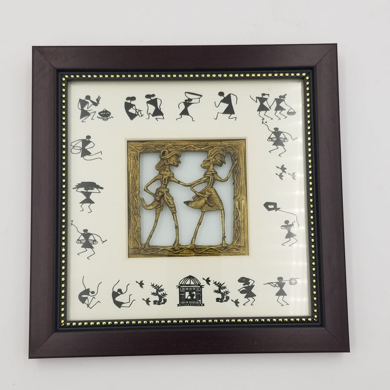 Brass Dhokra Warli Wall Hanging 4"x4"