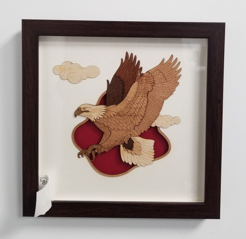 Wooden Marquetry - 10" x 10" - Eagle