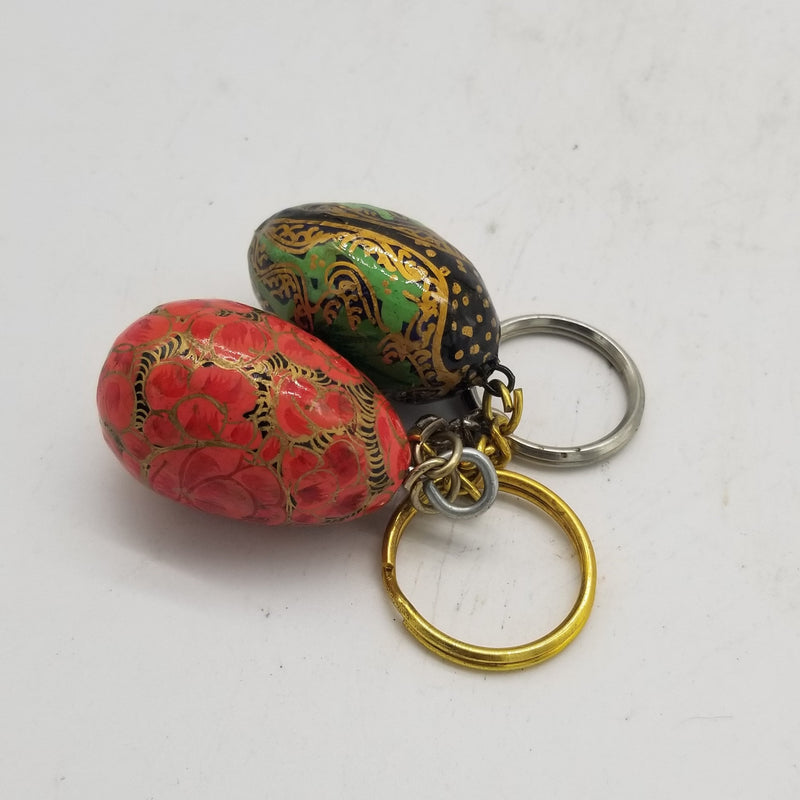 Papier Mache 2" Egg inspired Key Chain