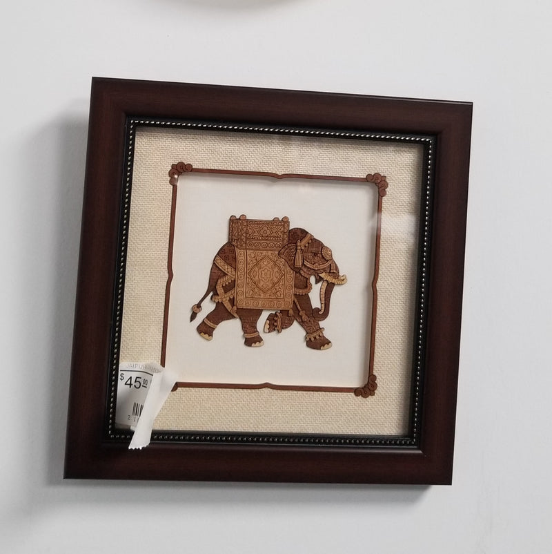 Wooden Marquetry - 8" x 8" - Elephant