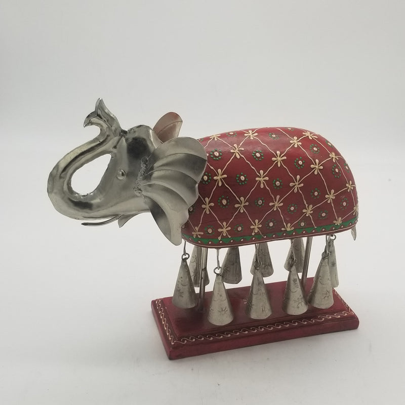 12" L Metal Elephant with Hanging Bells