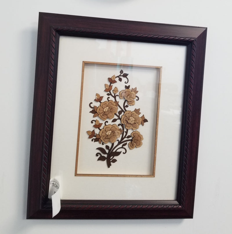 Wooden Marquetry - 11" x 13" - Floral - 01