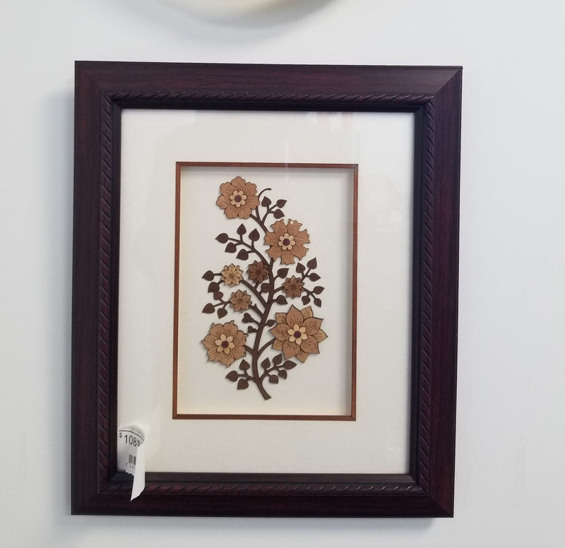 Wooden Marquetry - 11" x 13" - Floral - 03
