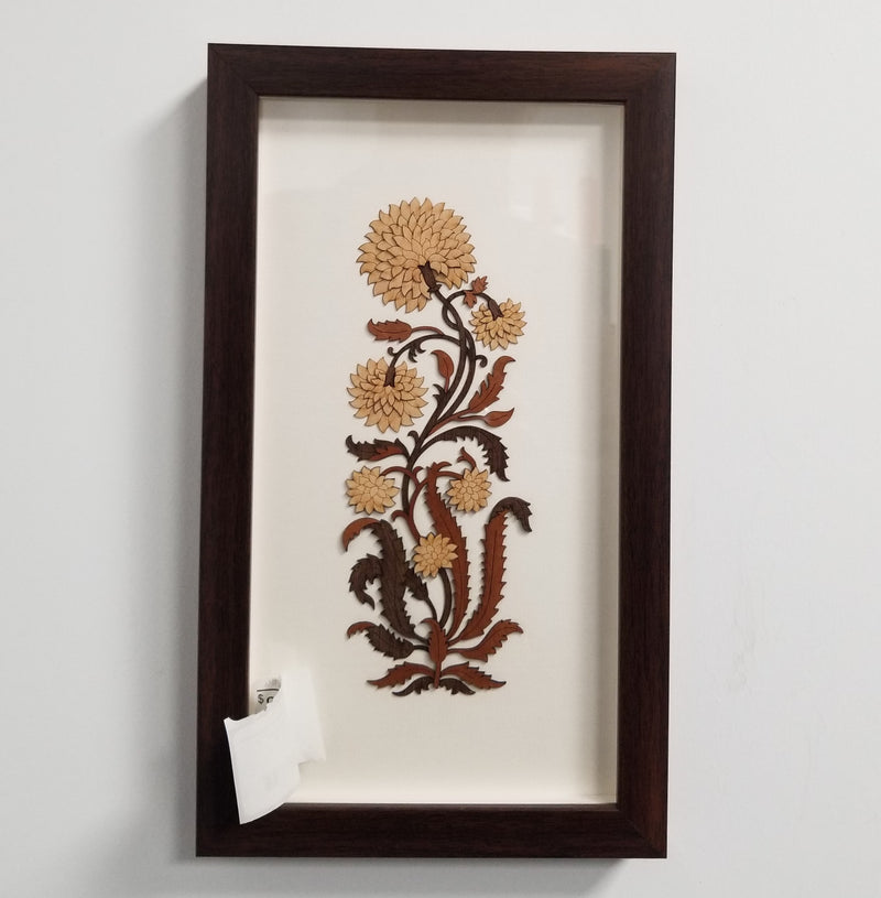 Wooden Marquetry - 7" x 12" - Floral - 04