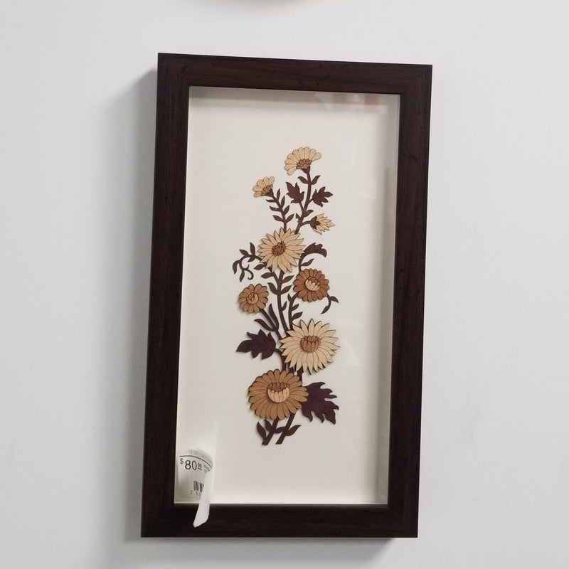 Wooden Marquetry - 7" x 12" - Floral - 05