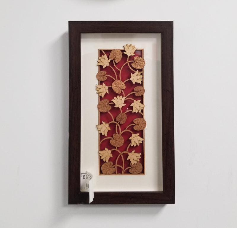 Wooden Marquetry - 7" x 12" - Floral Lotus