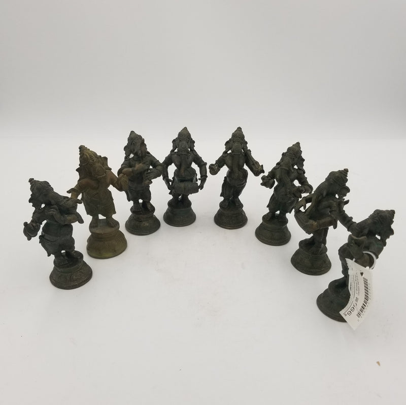 4" Bronze Music Ganesh Set of 8 Pcs
