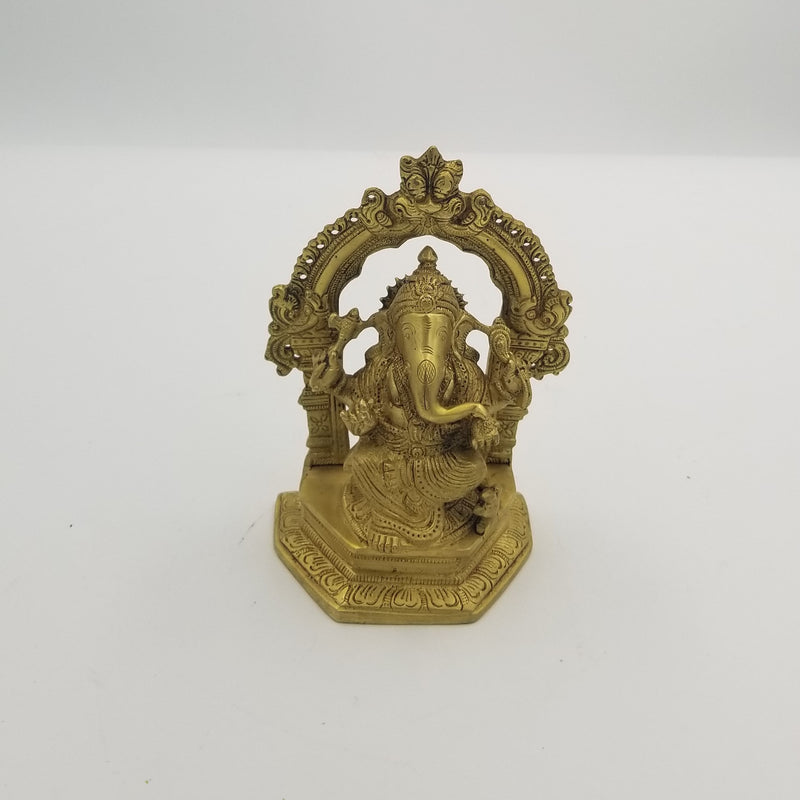 7" x 4.5" Brass Ganesh with Arch