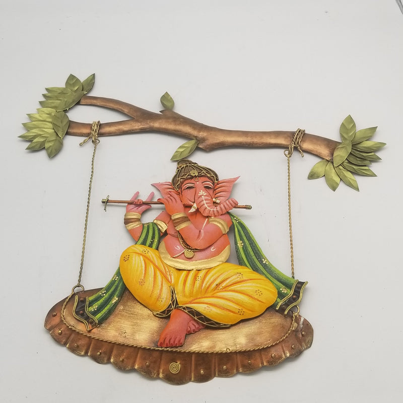 21" H Wrought Iron Ganesh on Jhula / Swing