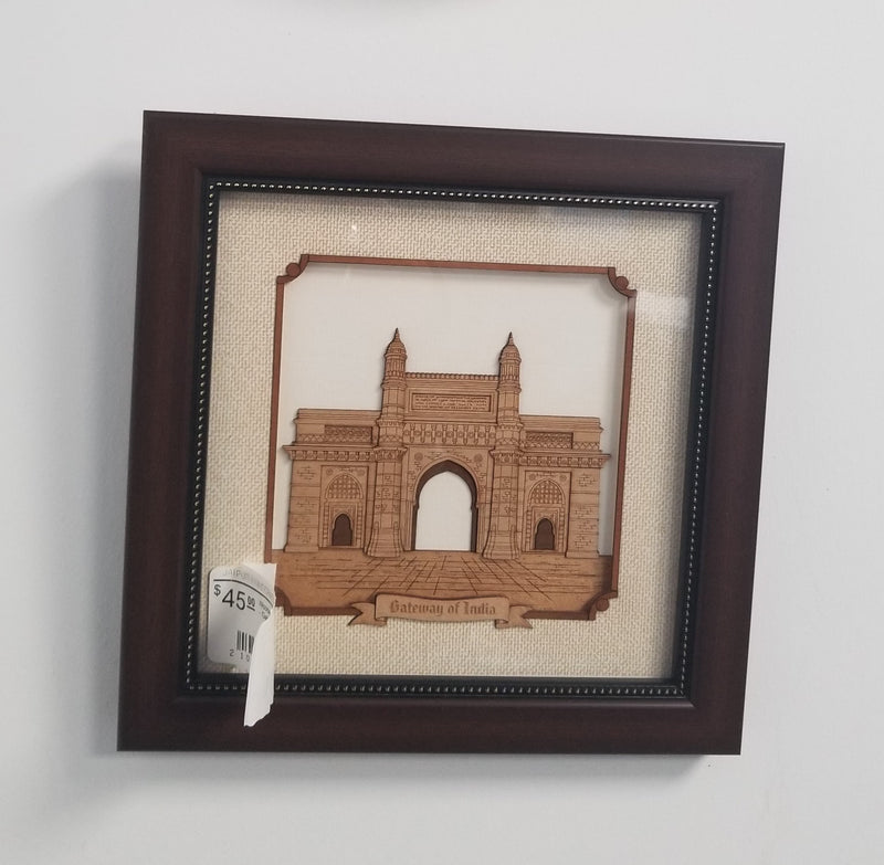 Wooden Marquetry - 8" x 8" - Gate way of India