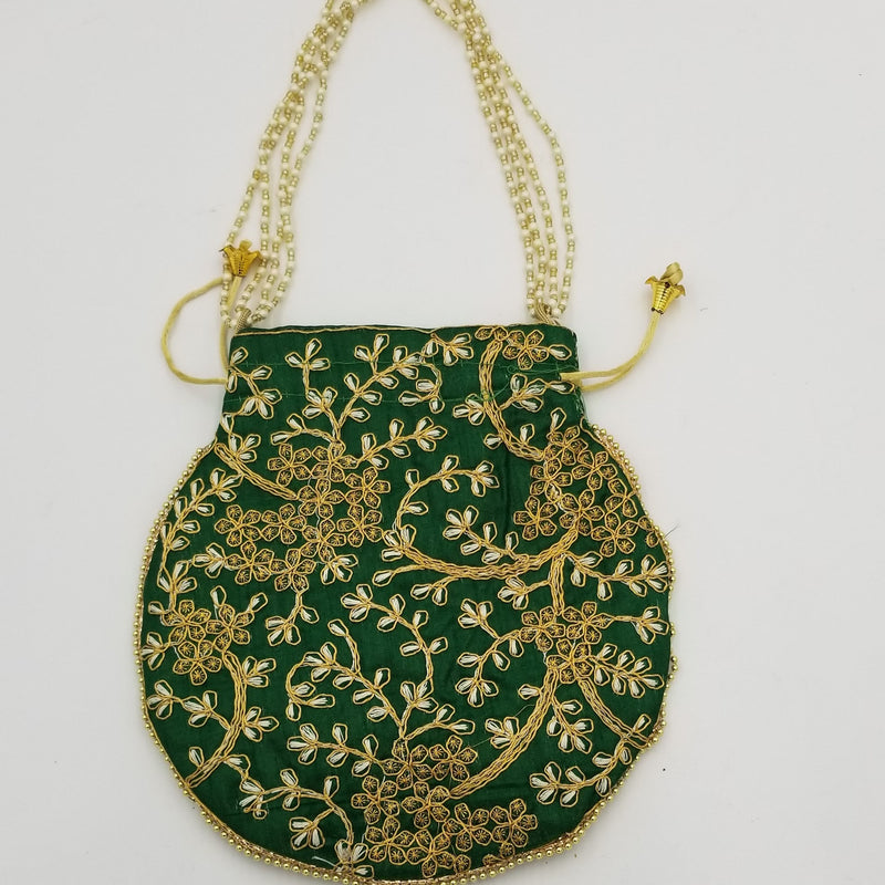 8" Embroidered Cotton Potli Bag