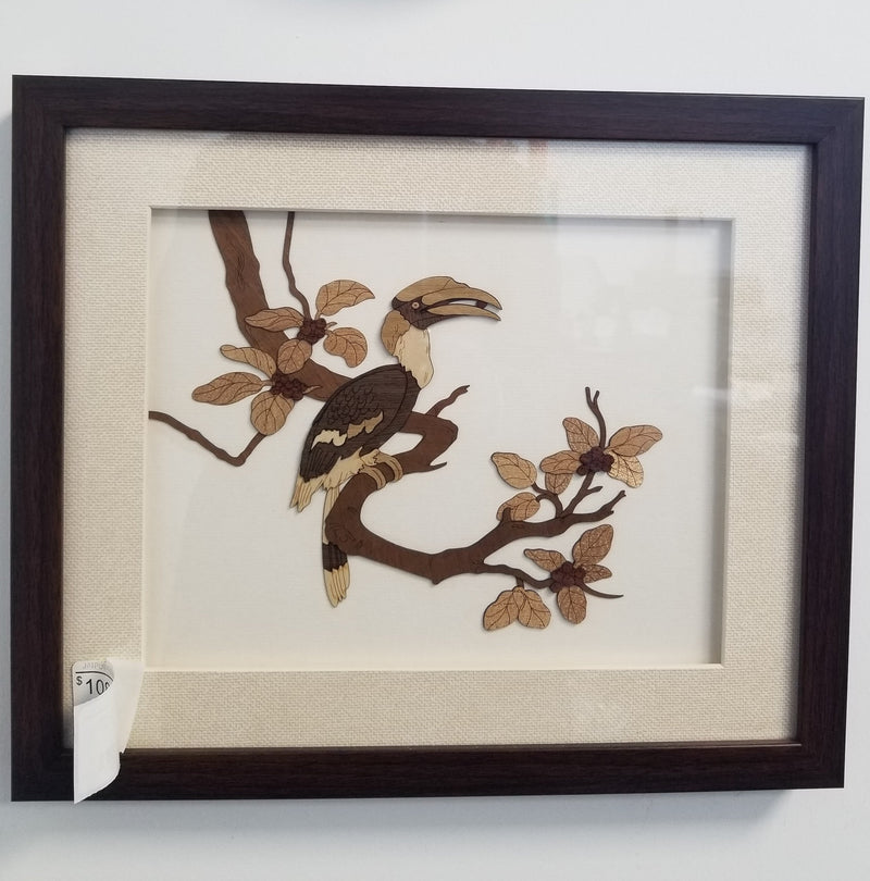 Wooden Marquetry - 11" x 13" - Hornbill