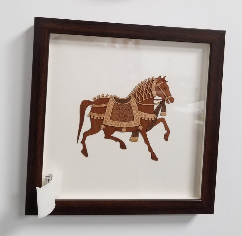 Wooden Marquetry - 10" x 10" - Horse