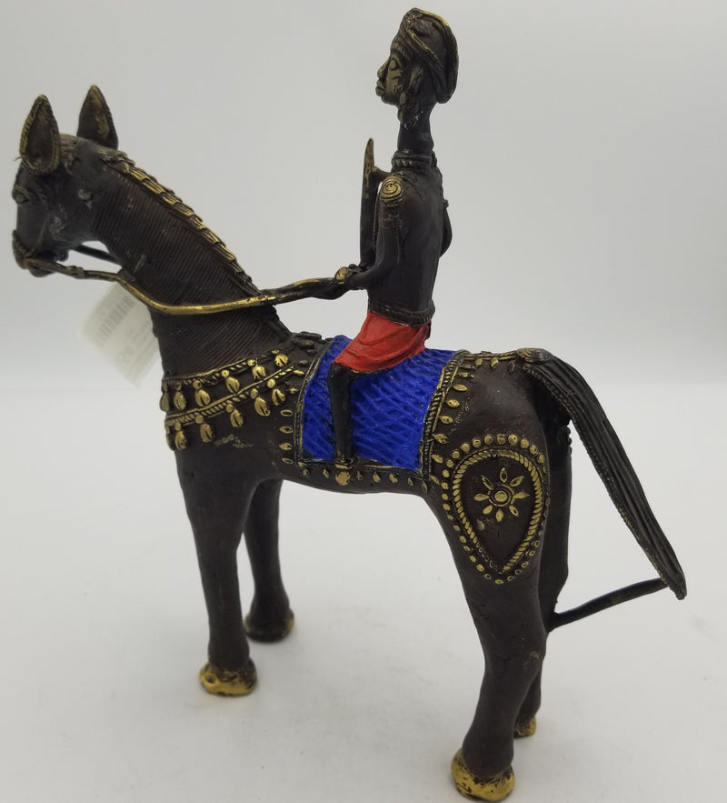 Dhokra Brass Horse Man Rider -30 x 25 x 10 cms