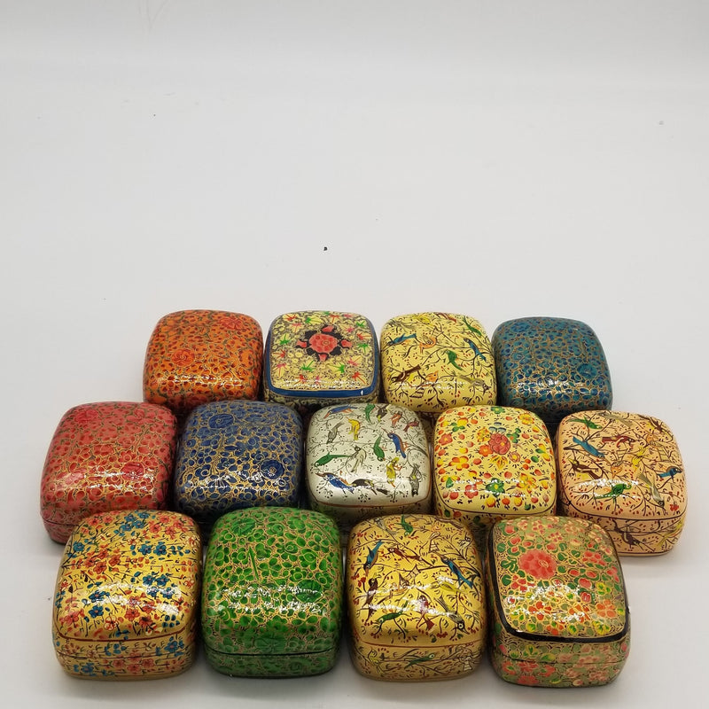 Papier Mache 3" x 3" Jewel Box Curved assorted