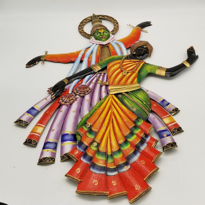 29"H Wrought Iron Kathakali couple dance pose