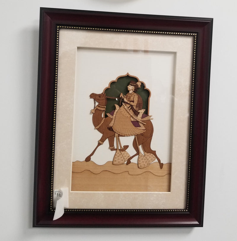 Wooden Marquetry - 12" x 15" - King on Camel