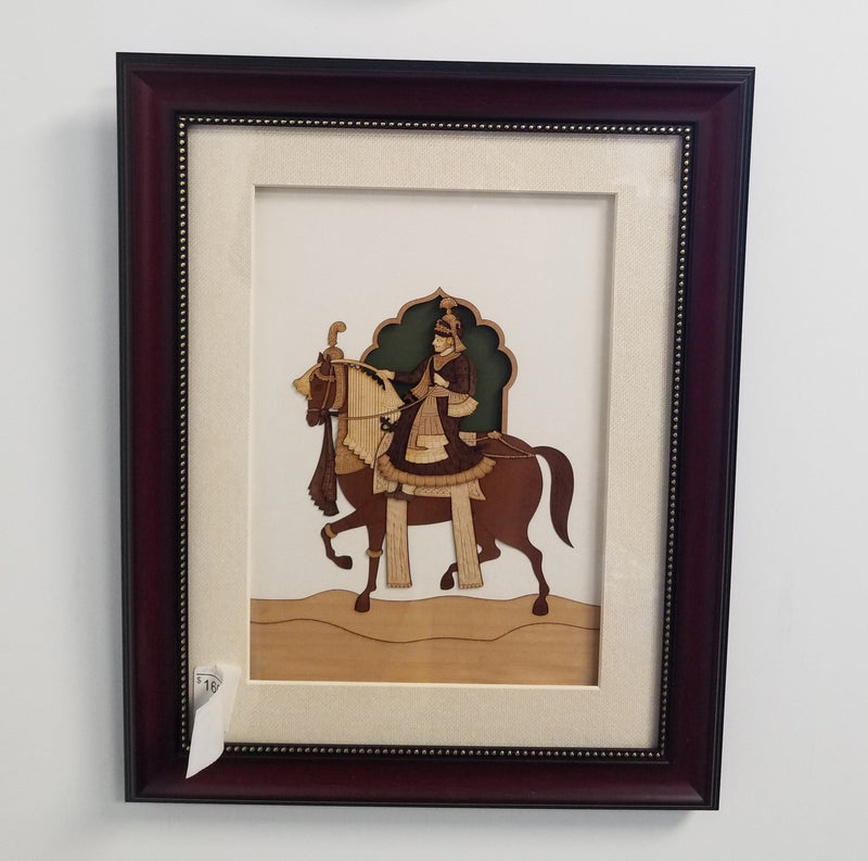 Wooden Marquetry - 12" x 15" - King on Horse