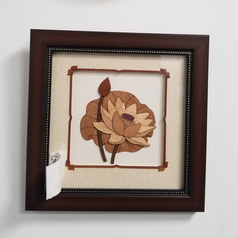 Wooden Marquetry - 8" x 8" - Lotus small