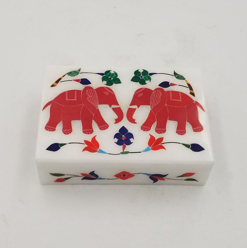 Marble Box 2 elephant inlay 4x6