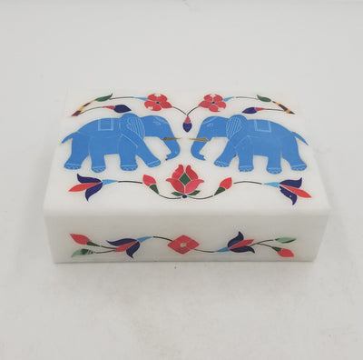 Marble Box 2 elephant inlay 4x6