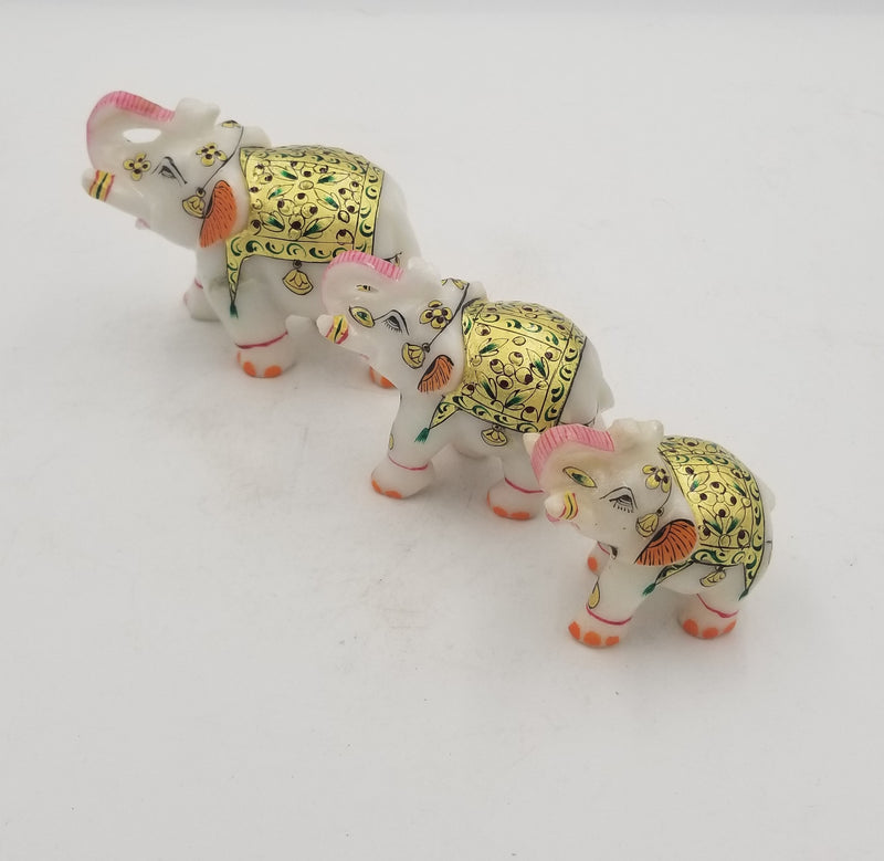 Marble Set of 3 Elephants