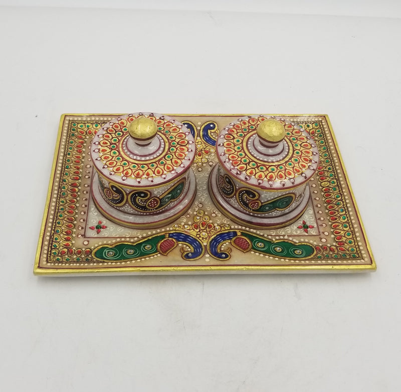 Marble Tray with 2 Boxes