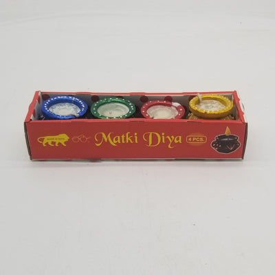 Clay / Terracotta Diwali Matka or Pot inspired Diya / Lamp set of 4
