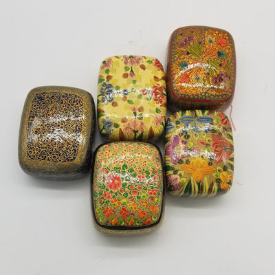 Papier Mache 3" x 4" Rectangle curved Jewel Box assorted